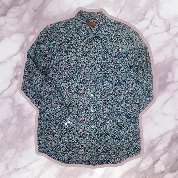 Tori Richard Men’s Long Sleeve Cotton Button-Down Shirt in Navy Blue “Lawn” Sz M - Picture 1 of 13